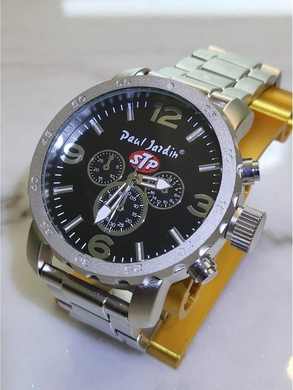 Men's Quartz Watch Working New Battery Automobilia 50mm STP Gas Filters WorksEUC